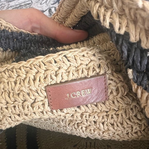 J.Crew Striped Tan and Black Women's Straw Bag - Picture 6 of 8